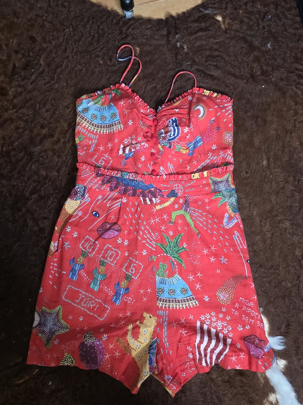 FARM Rio Red Printed Spaghetti-Strap Romper - Picture 3 of 4